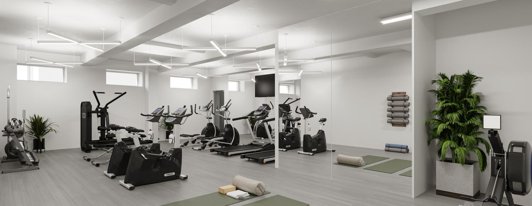 a room with exercise equipment