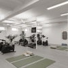 large room with gym equipment