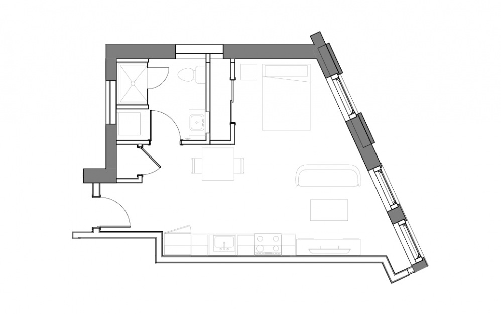 Floor Plan A - Studio floorplan layout with 1 bath and 425 square feet.